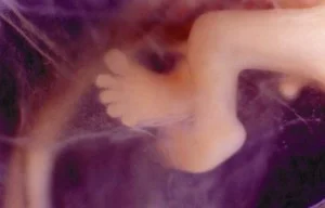 The feet of an 8 week-old baby (C/O Priests for Life).
