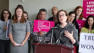 kate brown speaks at PP rally